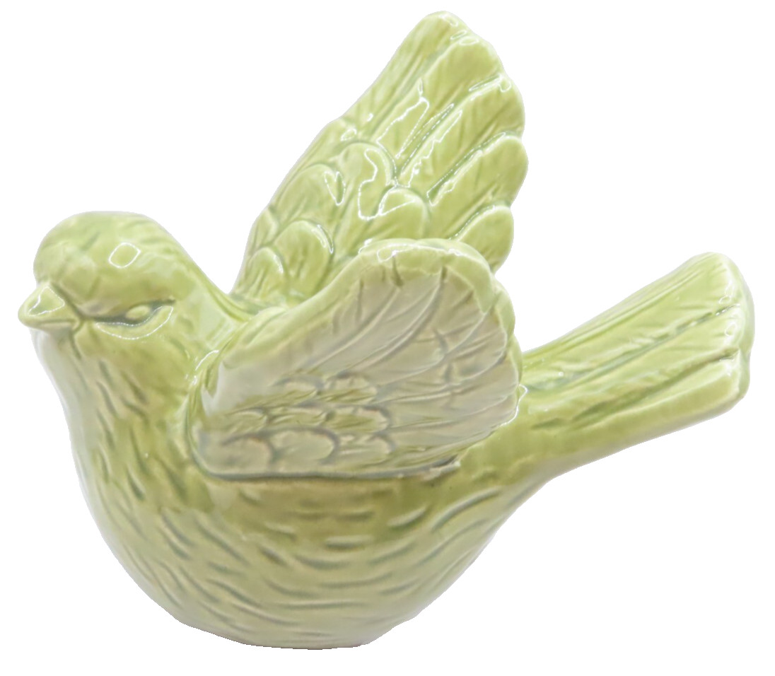 Green Ceramic Bird Figurine/Ornament 14 CM Flapping Wings Home Decor Gift