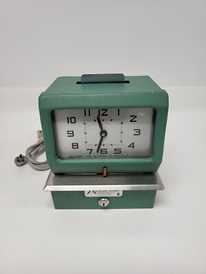 Vintage Acroprint 125RR4 Model 125 Work Time Clock, All Metal, Glass (Powers On)