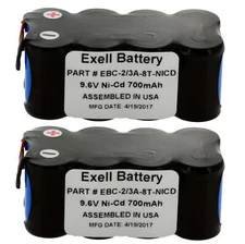 2x 9.6V 700mAh Custom NiCD Battery Pack w/ Tabs For GSMR Radios, Exit Lighting
