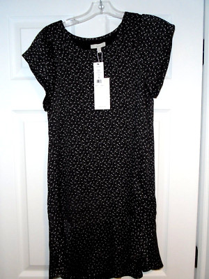 JOIE CARLEN MINI SHIFT DRESS FLUTTER HEM, MIMI STAR PATTERN , CAP SLEEVE XS NWT 