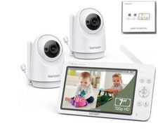 bonoch MegaView Baby Monitor with 2 Cameras, 7" 720P HD Split Screen Baby Monito