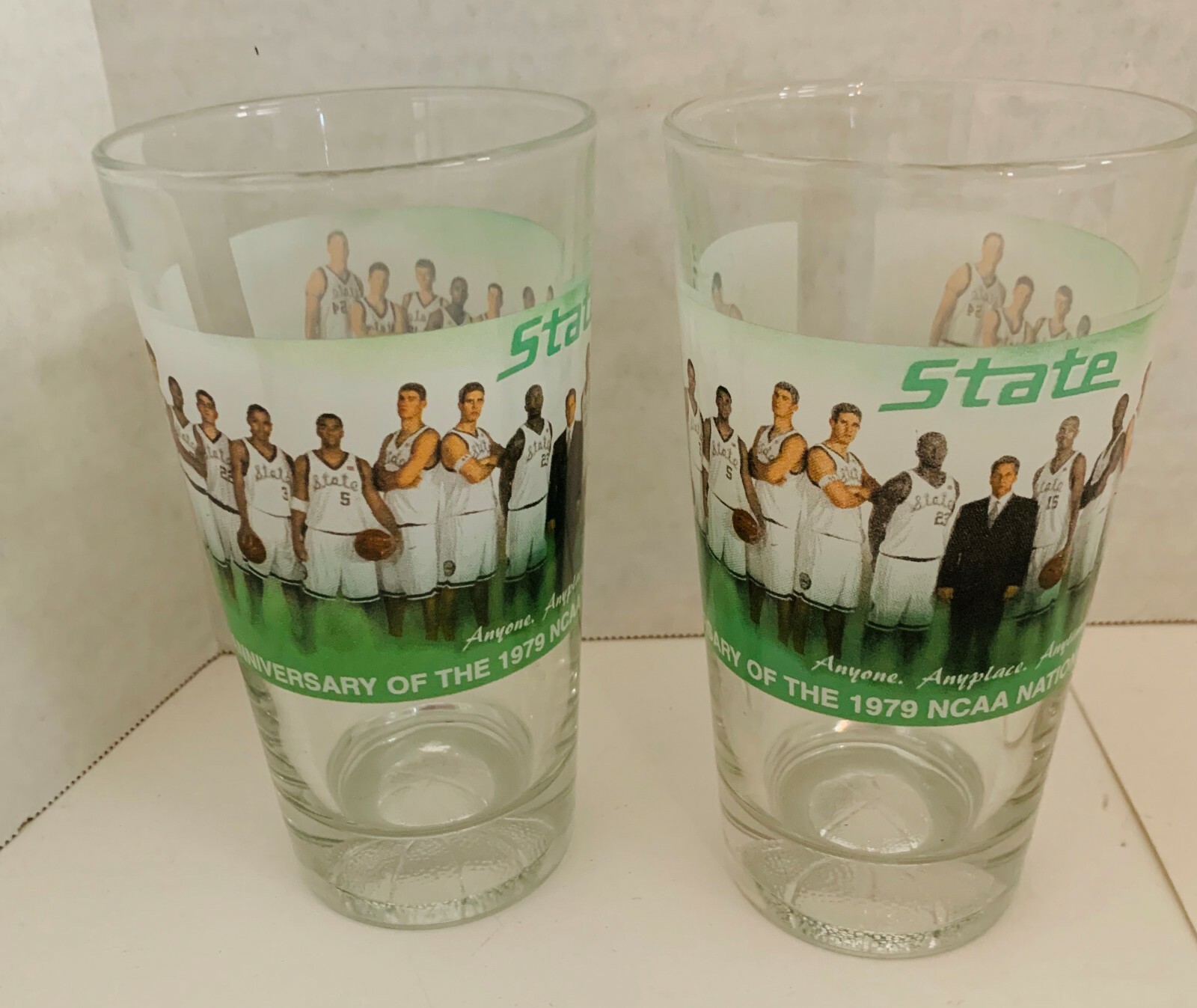 2 Michigan State Spartans Glasses 25th anniversary 1979 NCAA Basketball Champs eBay
