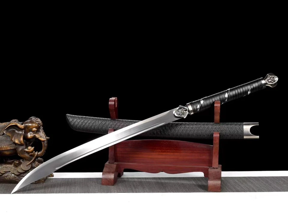 WUSHU Hoja Espada Glaive Chino Kung Fu Borde Manganeso Acero Machete Drago Foto 2 de 4