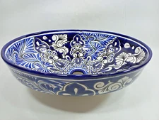 17" TALAVERA SINK drop in (semi-recessed) mexican handmade hand painted ceramic