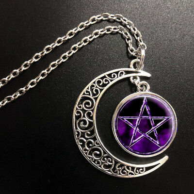 Pentacle Necklace Pagan Wicca Moon Fantasy Silver Pendant Celtic Owl Pentagram