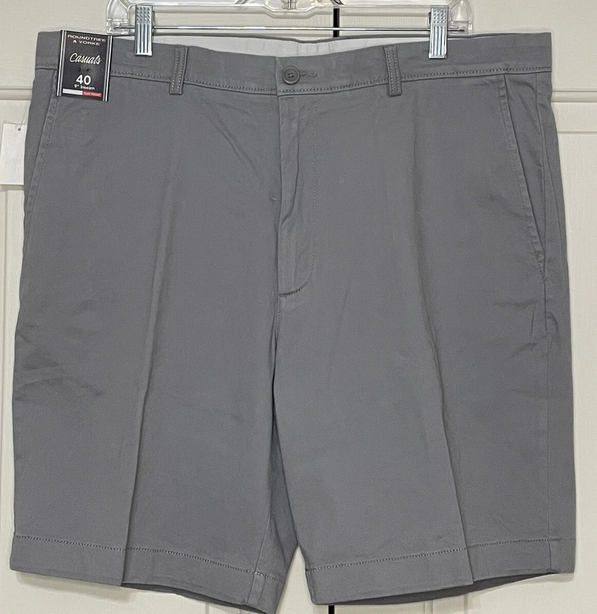NWT Roundtree & Yorke Casuals size 40 grey classic fit chino shorts mens