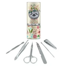Happy Sloth Flowers in Hair Manicure Pedicure Grooming Beauty Care Travel Kit
