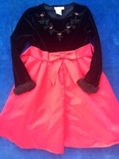 SALE @ Nearly New RARE TOO Velvet Black RED ROSE Crinoline Dress Girls Sz 5 💜b2