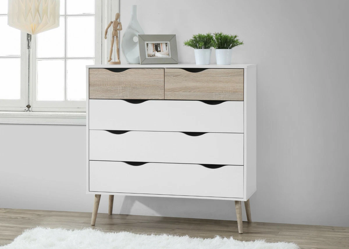 White five drawer sale chest of drawers