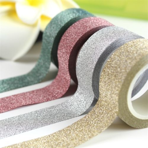 10m Glitter Washi Sticky Paper Masking Adhesive Tape Label DIY Craft Decorative