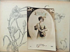 Antique postcard fantasy April 1st - woman with fish seagull