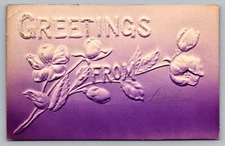 c1910 Greetings From East Riverton NJ? Airbrush Embossed Antique Postcard C6