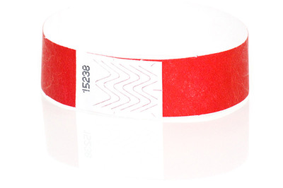 Paper Wristbands WM Infinite Neon Wave Red For Events, 1000 Count