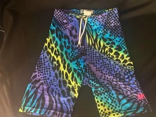 Vintage HEET Sportswear Neon Animal Print Spandex Shorts 80/90s Era M