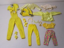 Lot of 14 Barbie Doll Yellow Mix and Match Clothes and Accessories