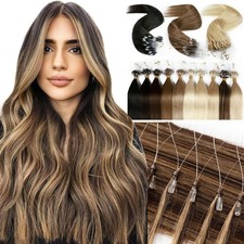 Micro Ring Loop Human Hair Extensions Micro Beads Tip Link Remy Hair Full Head