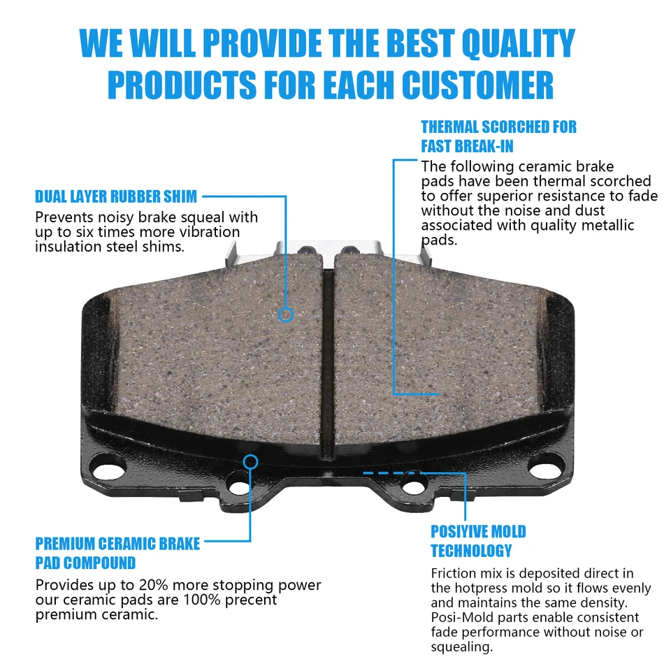 Передние керамические тормозные колодки с оборудованием для 1990-1998 Toyota 4Runner пикап Tacoma * - Изображение 4 из 4