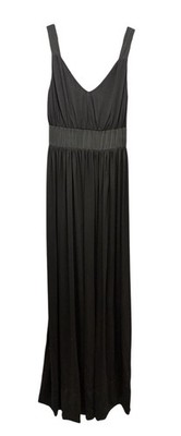 j crew black maxi dress J Crew Tiered Maxi Dress Black Sleeveless Flowy Cotton Jersey Women's XS