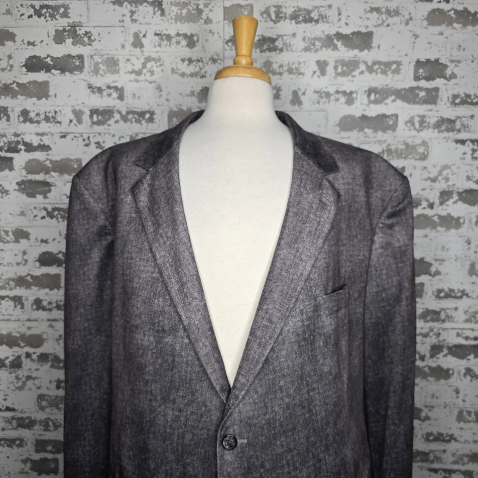 Oak Hill мужской большой и высокий серый бархатный блейзер 2 кнопки двойной вентиляционные отверстия 4XL размер 60 длиной - Изображение 2 из 4
