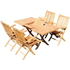 ECHT TEAK GARTENSET Gartengarnitur Ausziehtisch 100-140 x 80 cm + 4 Klappsessel