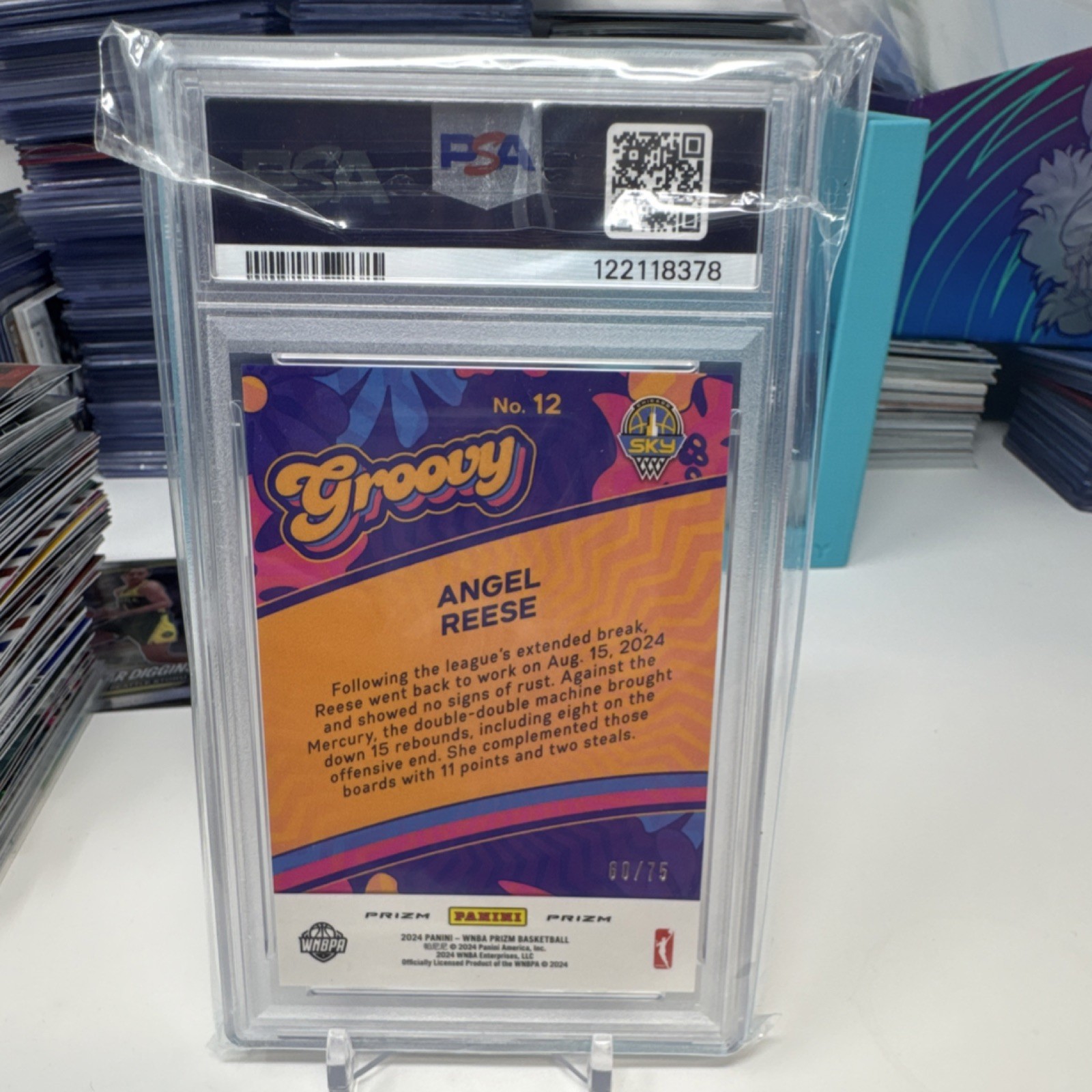 2024 Panini Prizm WNBA Angel Reese Groovy Orange Pulsar Rookie /75 #12 RC PSA 9 view 4