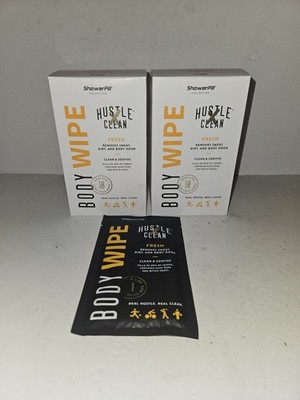 2 Boxes Hustle Clean Fresh Body Wipe Fresh Clean & Soothe 10 per Box Grab & Go