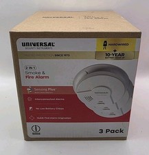 Universal Security 3-Pack Hardwired  10-Year Battery Smoke Detector