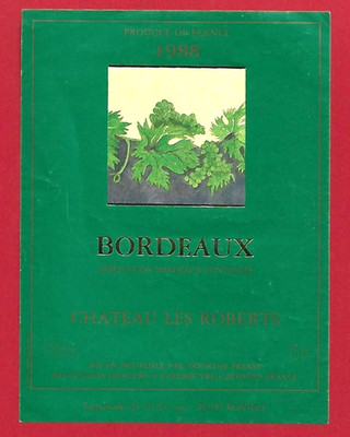 125-10 label BORDEAUX CHÂTEAU LES ROBERTS 1988 Mise DOURTHE à Parempuyre