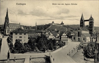 Ak Esslingen am Neckar,  Blick von der Agnes-Brücke, Stadtansicht,... - 5011392