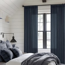 Pinch Pleated Linen Curtains 102 Inches Long 2 Panels Set for Living Room Bed...