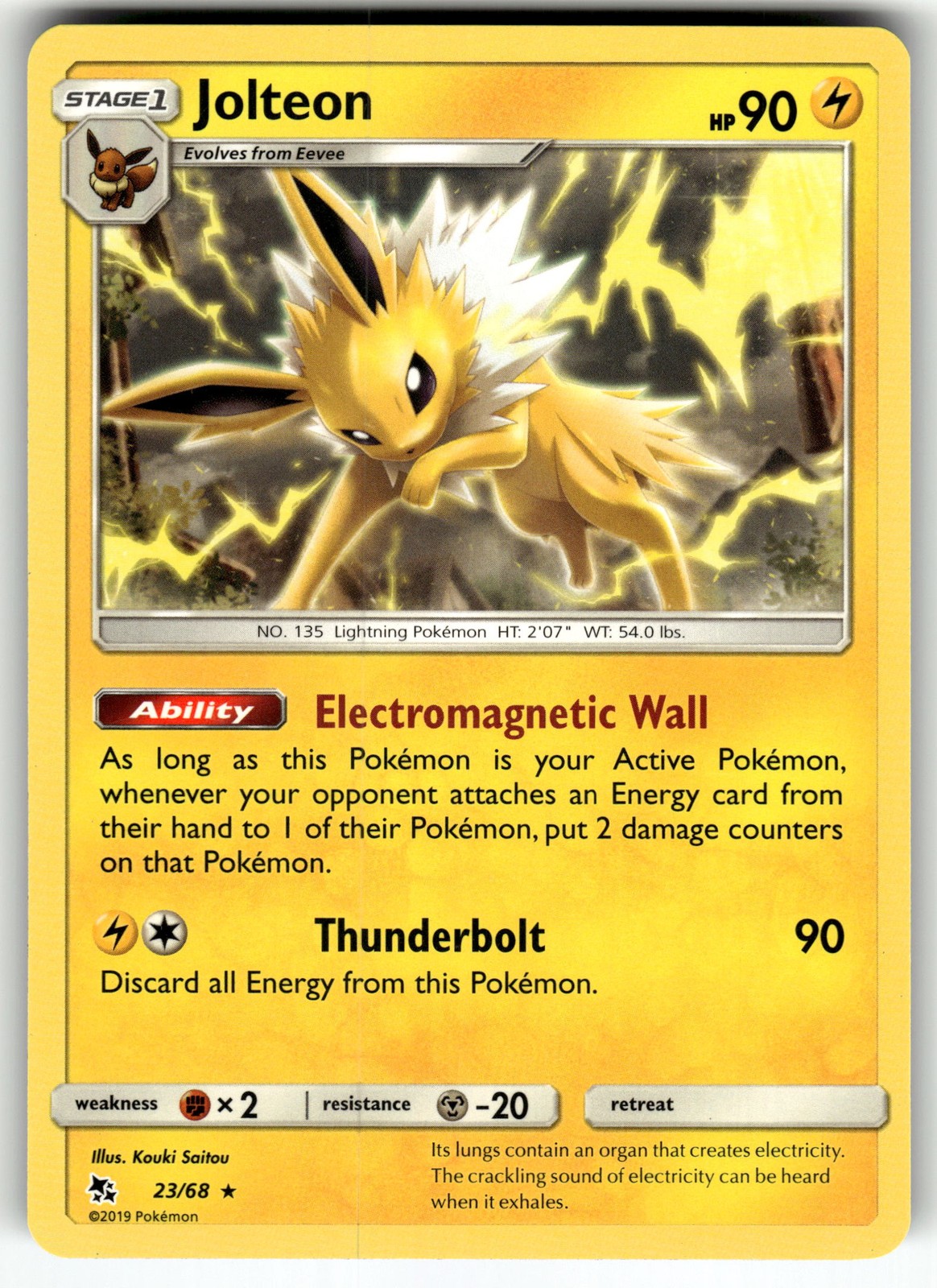 Jolteon 23/68 Hidden Fates LP Pokemon Card TCG