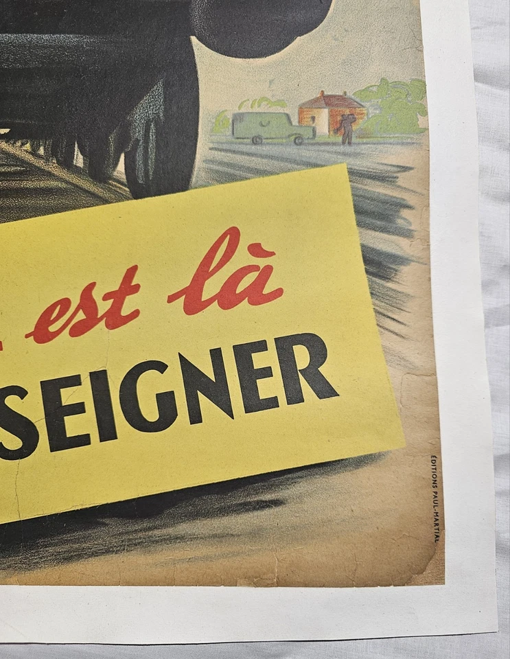 Affiche originale 1947 - SNCF - 98 X 60 cm - Entoilee - Paul Martial  - Photo 3/4