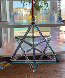 8'' Merkaba Star Rainbow Crystal Singing Pyramid for Sound Healing Soundbath