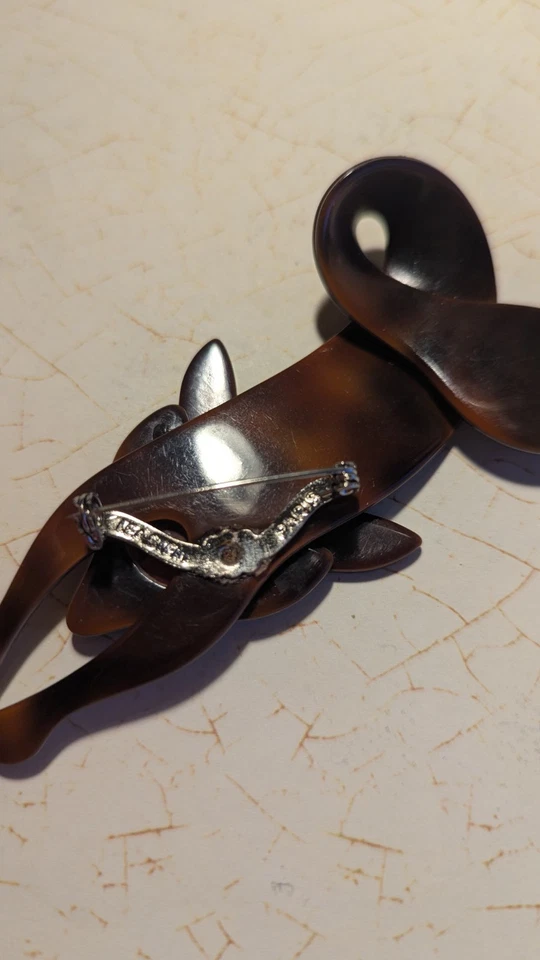 Lea Stein знаменитый FOX РЕДКАЯ MCM и винтажный пластиковый FRANCE коричневый/коричневый/персиковый вихрь - Изображение 3 из 4