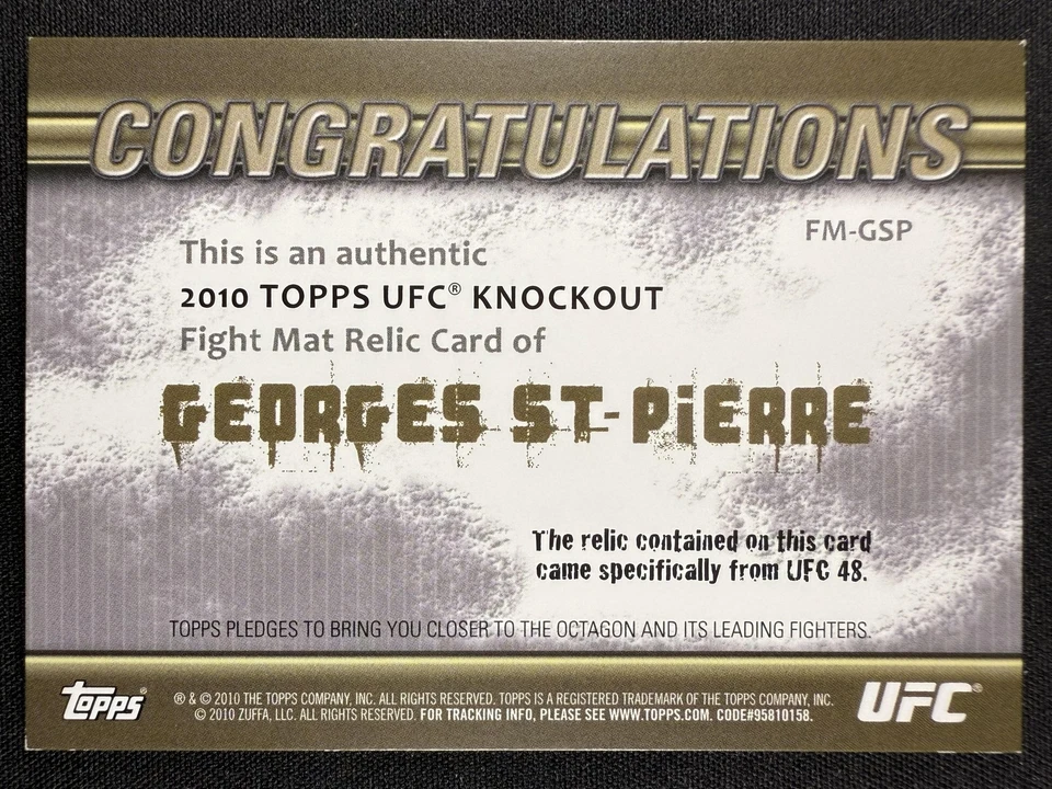 2010 Topps UFC Knockout #FM-GSP Georges St-Pierre Fight Mat Relic Green #/88 - Image 2 of 2