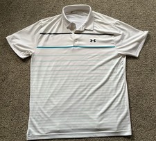 Under Armour Polo Shirt Mens XL Playoff Polo Golf Striped Stretch Performance