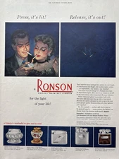 1950 Ronson Lighters Worlds Greatest Features Flints Smoking Vintage Print Ad