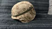 Issued US Marine Corps USMC ACH Helmet with straps and MARPAT desert cover SM