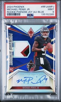 2024 Panini Phoenix Michael Penix Jr. Blue Patch Auto RC RPJA-MPJ PSA 9