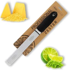 Cheese Grater & Lemon Zester a Bar above 12” Chef-Grade Stainless Steel Rasp, Sh