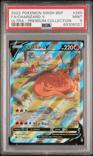 2022 POKEMON SWSH BLACK STAR PROMO #260 FULL ART/CHARIZARD V PSA 9