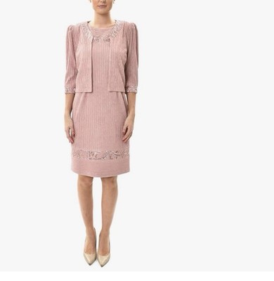 Brianna Milay Women Dress with and Coordinating Jacket, Rose Gold, 12