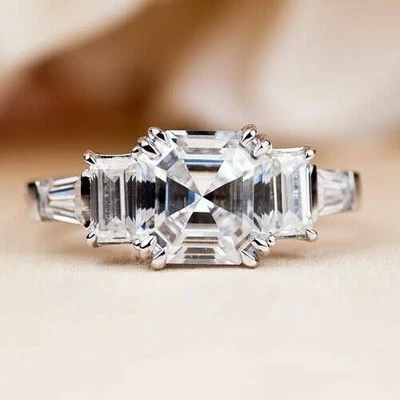 Anello di fidanzamento in oro bianco massiccio 14 kt con diamanti taglio... - Bild 1 von 4