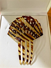 Vintage Ornate Faux Tortoise Shell Hair Comb 5.5"" x 4.5" with red rhinestones