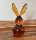 Vintage 70’s Blenko Wheat Art Glass Bunny Paperweight #711B