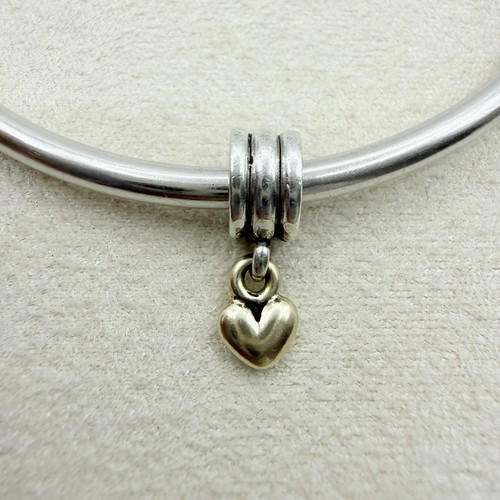 Pandora Moments Retried Two Tone Sterling Silver 14k Gold Heart Dangle Charm