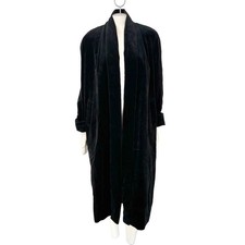 Vintage JS COLLECTIONS Black Velvet Oversized Opera Coat WOMEN'S MEDIUM