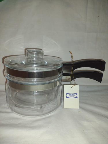 Yama Stovetop Glass Double Boiler With Lid NEW