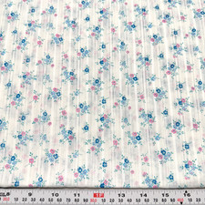 Vintage Florals on White Cotton Blend Semi Sheer DIMITY Fabric by the HALF YARD
