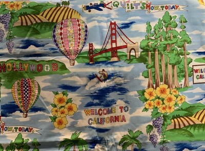 Hoffman CALIFORNIA International Fabrics QUILT SHOW GG BRIDGE POPPY REDWOODS BTY